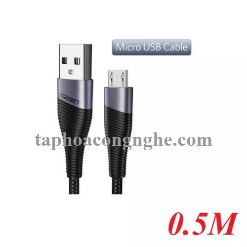 Ugreen 50872 0.5M màu Xám Cáp sạc truyền dữ liệu USB 2.0 sang MICRO USB đầu mạ thiếc ED017 30050872